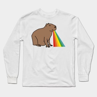 Animals with Rainbow Puke Happy Capybara Long Sleeve T-Shirt